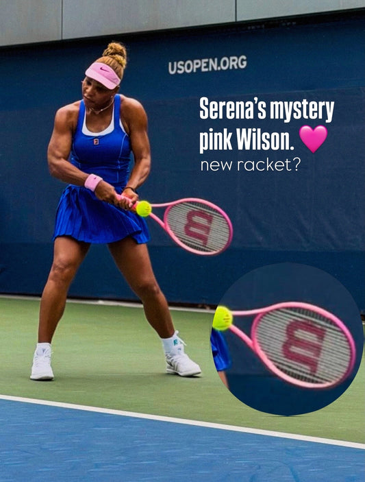 Serena Williams using a mystery pink Wilson racket at the 2026 US Open