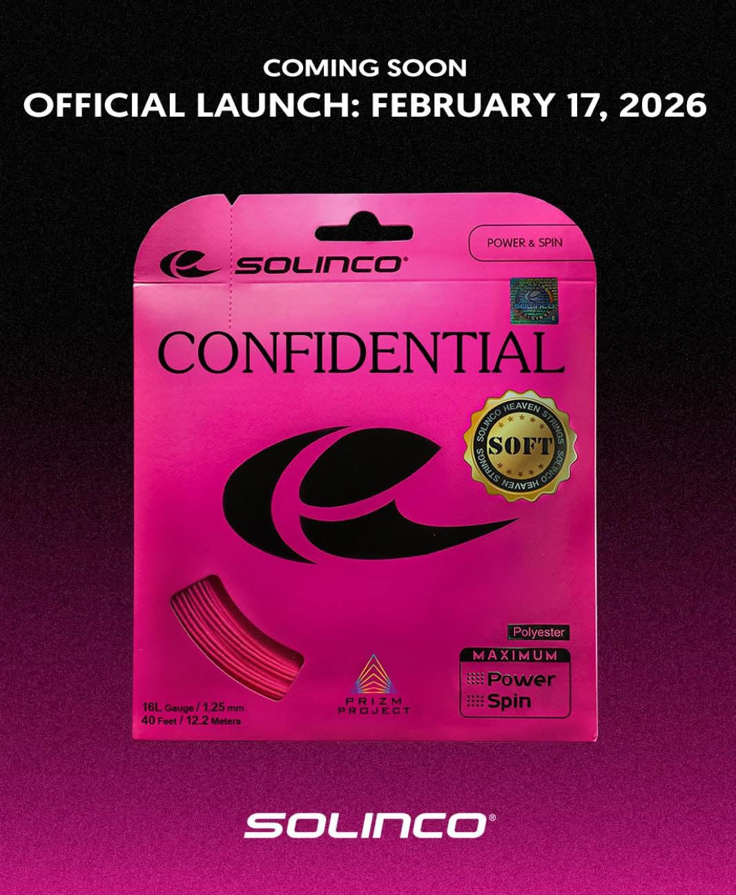 Solinco 8 Racket Solinco Confidential Soft Pink - Single Set – Tennis Rackets Europe